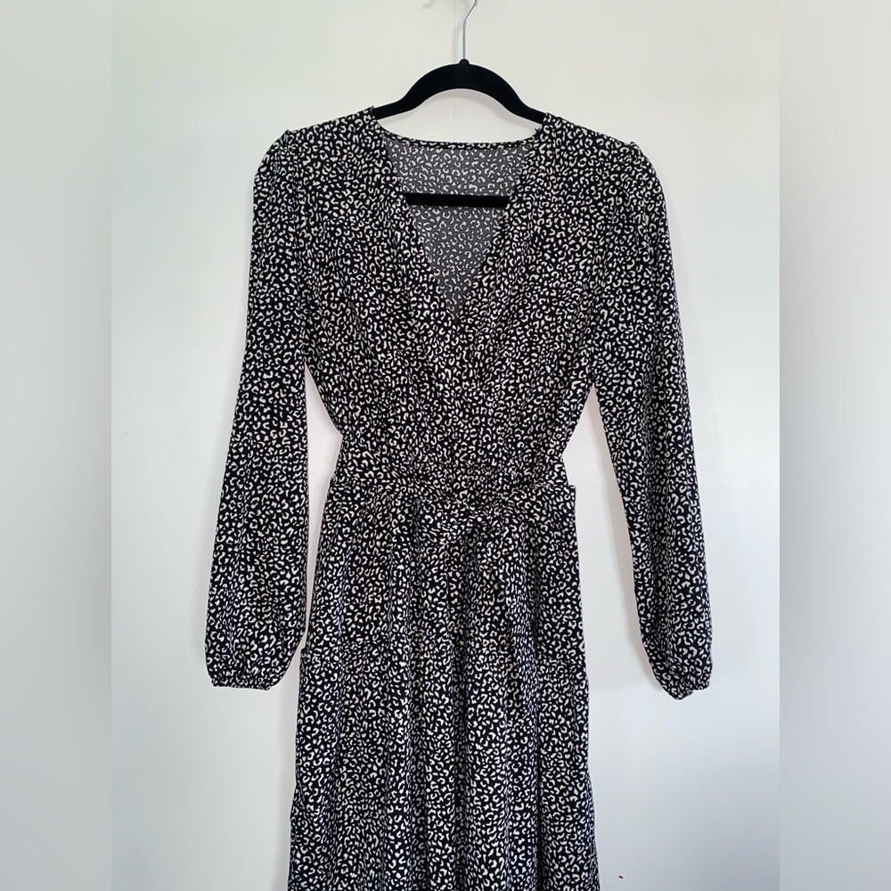 Black & White Cheetah Print Floor-Length Dress Size Small
